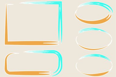 retro tarzı soyut açık mavi turuncu beyaz renkli çerçeve seti