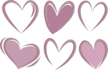 Tozlu kum rengi mor dekoratif sanat soyut kalp koleksiyonu