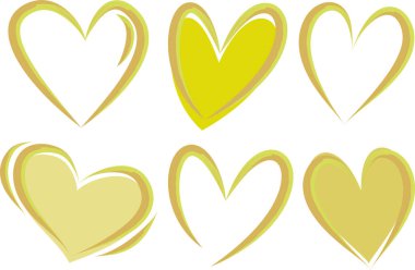 Açık kahverengi renkli dekoratif sanat soyut kalp koleksiyonu