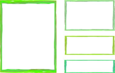 yeşil gölgeler renkler kalem el çizilmiş çerçeveler ayarlanmış vektör