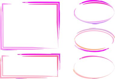 mor pembe renkli soyut çizgi desen dış çerçeve seti