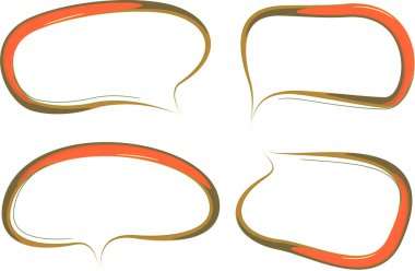 turuncu yeşil renkli sanat anahatları soyut konuşma baloncukları seti