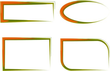 turuncu yeşil renkli soyut sanat çerçeveleri koleksiyon şekilleri