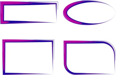 pembe mor mavi renkli soyut sanat çerçeveleri koleksiyon şekilleri