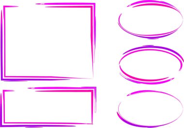 pembe mor fuşya renkli soyut çizgi desen çerçeve seti