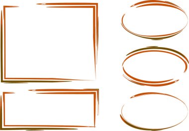 tuğla turuncu yeşil soyut çizgi desen çerçeve seti