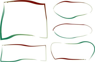 koyu kırmızı renkli, ince düzensiz, soyut çerçeveler ayarlandı