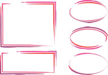 kırmızı pembe renkli soyut çizgi şablonu çerçeveleri ayarlandı