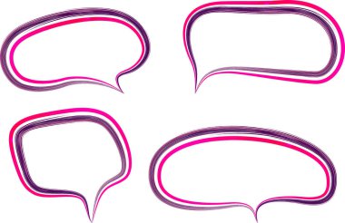 purple pink colorful abstract outline doodle speech bubbles set