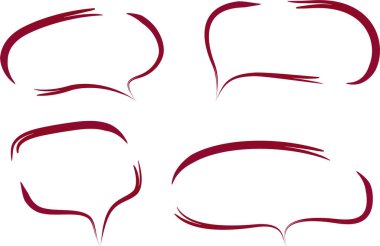 koyu kırmızı soyut çizgi sanat karalama konuşma baloncukları ayarlandı