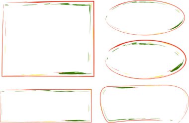 kırmızı yeşil renkli ince soyut çizgi sanat çerçeveleri koleksiyonu