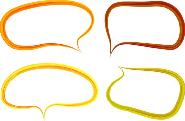 Ilık renkler farklı parlak, kalın ana hatlı konuşma baloncukları ayarlandı