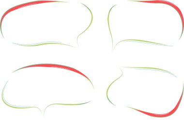 kırmızı yeşil renkli soyut sanat vuruşu konuşma baloncukları ayarlandı