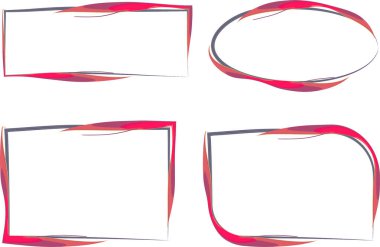 pembe renkli soyut düzensiz eğri çerçeve seti