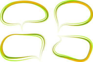 parlak yeşil turuncu renkli soyut anahat sanat konuşma baloncukları seti