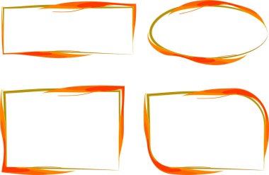 turuncu renkli soyut düzensiz eğri çerçeve seti