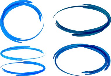 mavi tonlar renkli sanat dekoratif anahat daire ovalleri seti