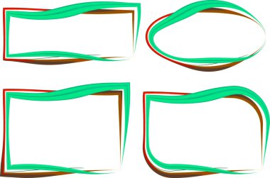 yeşil kırmızı kahverengi kıvrımlı çizgili soyut çerçeve şekilleri koleksiyonu