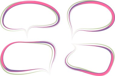 Pastel pembe mor renkli soyut ana hatlı sanat konuşma baloncukları seti