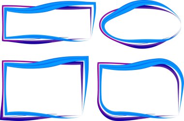 mavi mor renkli kıvrımlı dış hat soyut çerçeve şekilleri koleksiyonu
