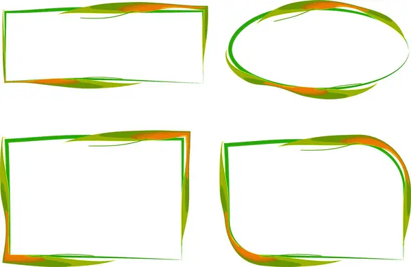 yeşil turuncu soyut düzensiz sanat çerçeveleri seti