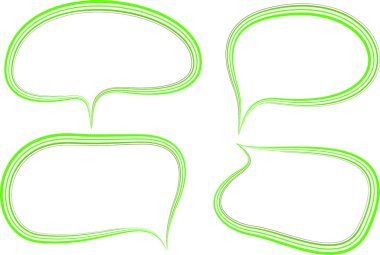 açık yeşil soyut sanat çizgisi karalama konuşma baloncukları seti