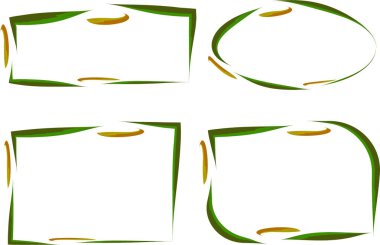 yeşil kahverengi soyut sanat çizgisi desenleri koleksiyon şekilleri