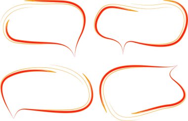 Parlak kırmızı turuncu çizim ana hatları konuşma baloncukları ayarlandı