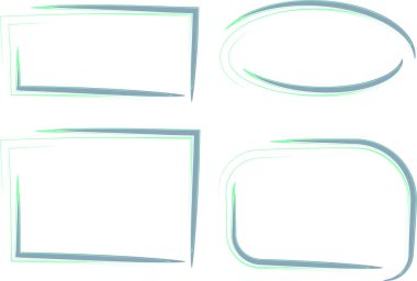 açık yeşil renkli çizgi sanat soyut çerçeveleri ayarlandı