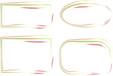 Açık yeşil renkli dekoratif çizgi fırça darbesi çerçeveleri ayarlandı