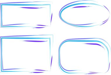 mavi renkli dekoratif çizgi fırça darbesi çerçeve seti