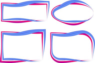 mavi pembe renkli kıvrımlı dış hatlar soyut çerçeve şekilleri koleksiyonu