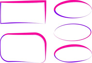 parlak pembe renkli soyut geometrik çerçeve seti