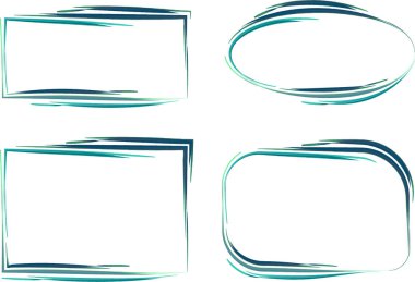 Koyu yeşil renkli dekoratif çizgi çizim çerçeve koleksiyonu