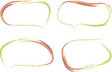 yeşil kırmızı renkli sanat çizgisi soyut vuruş konuşma baloncukları ayarlandı