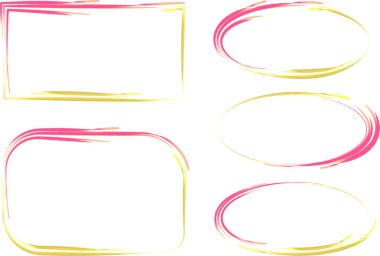 pembe sarı dekoratif sanat çizgisi desenleri koleksiyon şekilleri