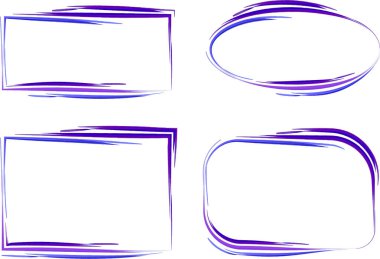 mavi mor renkli dekoratif çizgi çizim çerçeve koleksiyonu