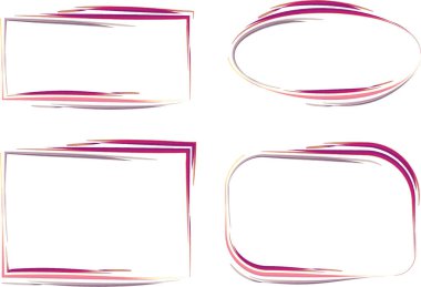 pembe renkli dekoratif çizgi çizim çerçeve koleksiyonu