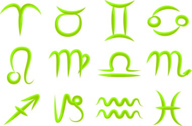 Açık yeşil astroloji zodyak fırça darbesi el çizimi işaretleri