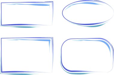 Pastel mavi suluboya resim çerçeveleri seti