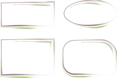 Pastel yeşil mor suluboya resim çerçeveleri seti