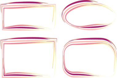 Açık pembe renkli boyalı fırça soyut çizgi çerçevelerini yakar