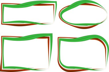 çimen yeşili kırmızı kıvrımlı çizgili özet çerçeve koleksiyonu