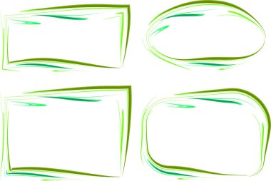 parlak yeşil renkli soyut karalama çizgileri çerçeveleri ayarlandı