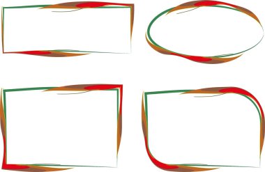 yeşil kırmızı kahverengi soyut düzensiz eğri çerçeve seti