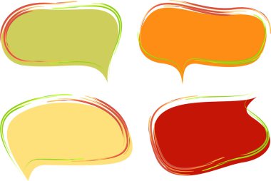 Renkli yaz baskısı palet sanat karalama konuşma baloncukları seti