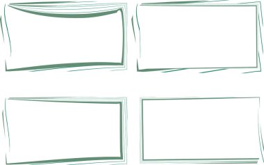 koyu yeşil renkli soyut eğri çizgi sanat dikdörtgen çerçeve şekilleri