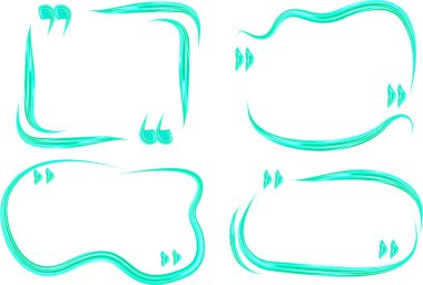 mavi turkuaz renkli yaratıcı el çizimi tırnak çerçevesi seti