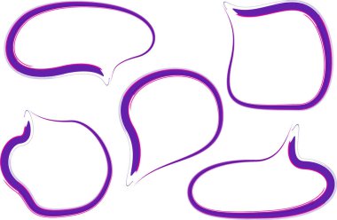 yaratıcı mor renkli soyut sanat çizgisi konuşma baloncukları seti