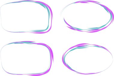 açık mor turkuaz yeşil renk soyut dekoratif çerçeve seti